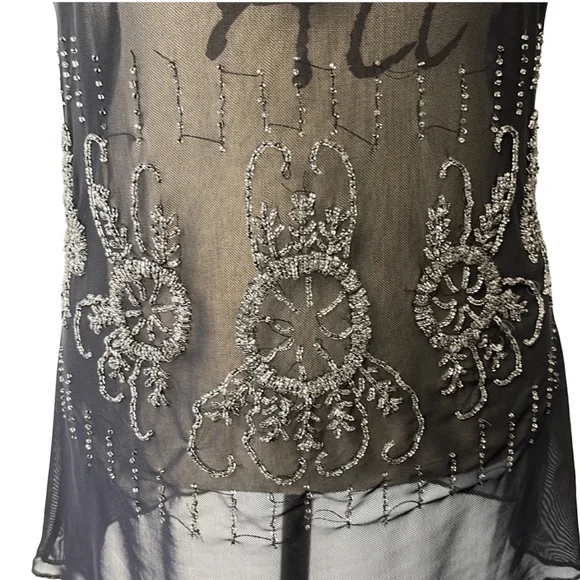 Soyaconcept Dark Grey Sheer Silver Beaded Tank (L) - Picture 9 of 15